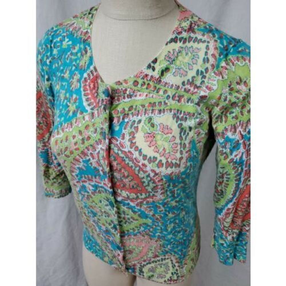 Talbots Button Front Cardigan Multi Color Size Me… - image 4